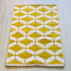 🏡Yellow Wool Diamond Accent Rug  - New!